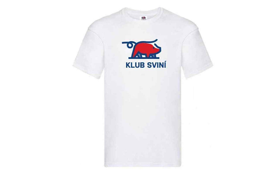 Oboustranné tričko bílé logo klub Sviní barevné