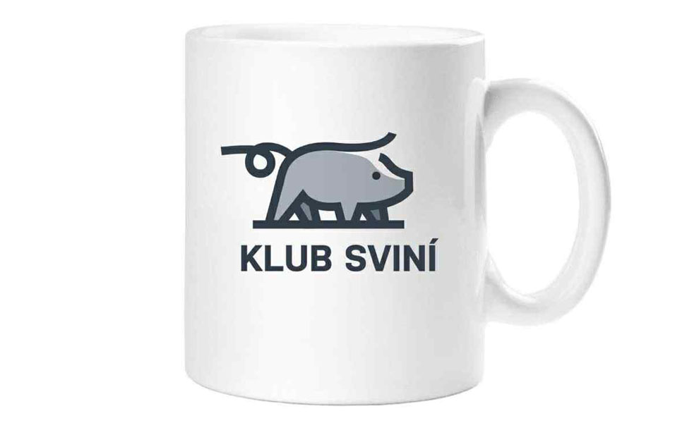 Hrníček bílý – logo klub Sviní černobílé